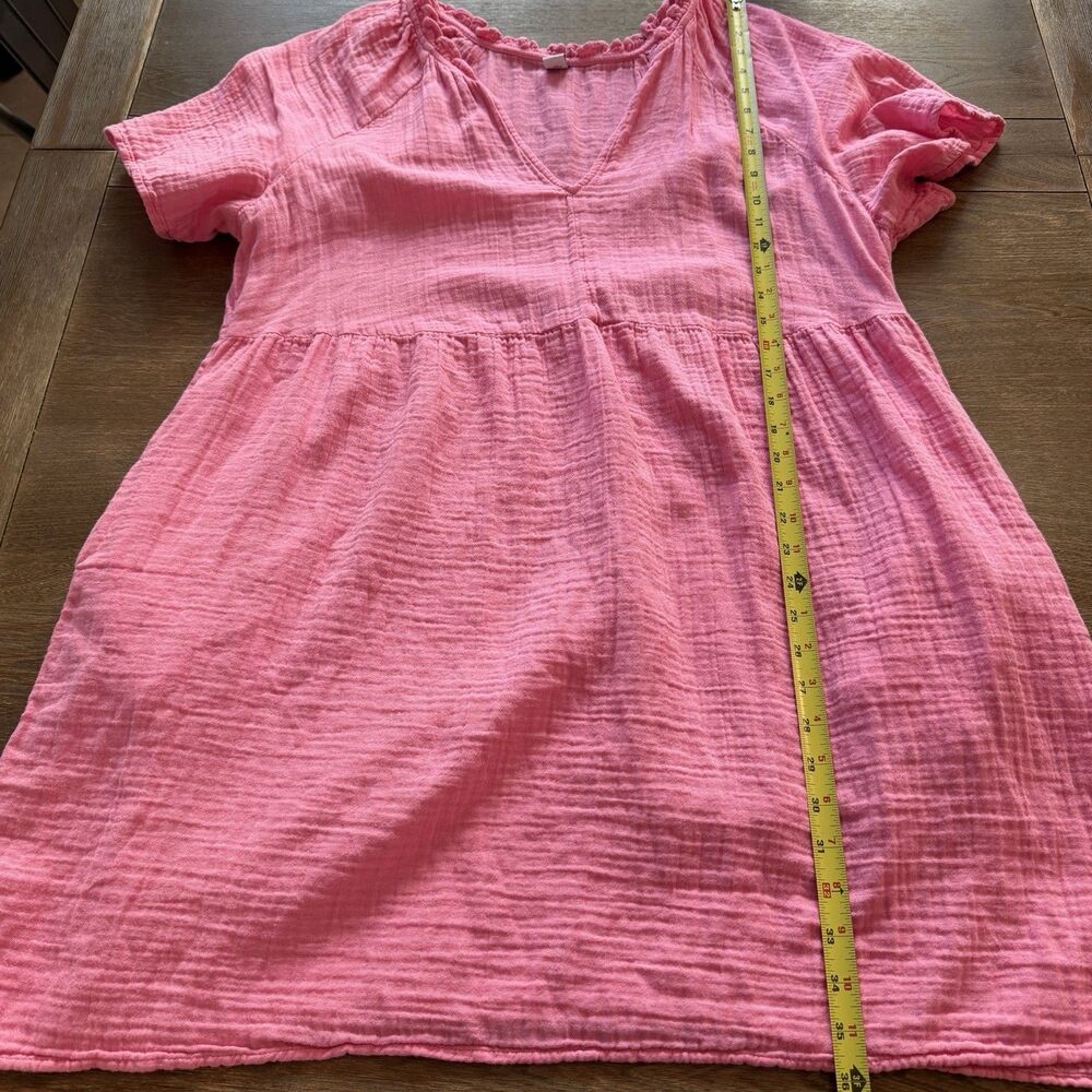 Old Navy Crinkle Gauze Swing Dress Womens XL Pink Split Neck Mini - Picture 9 of 10